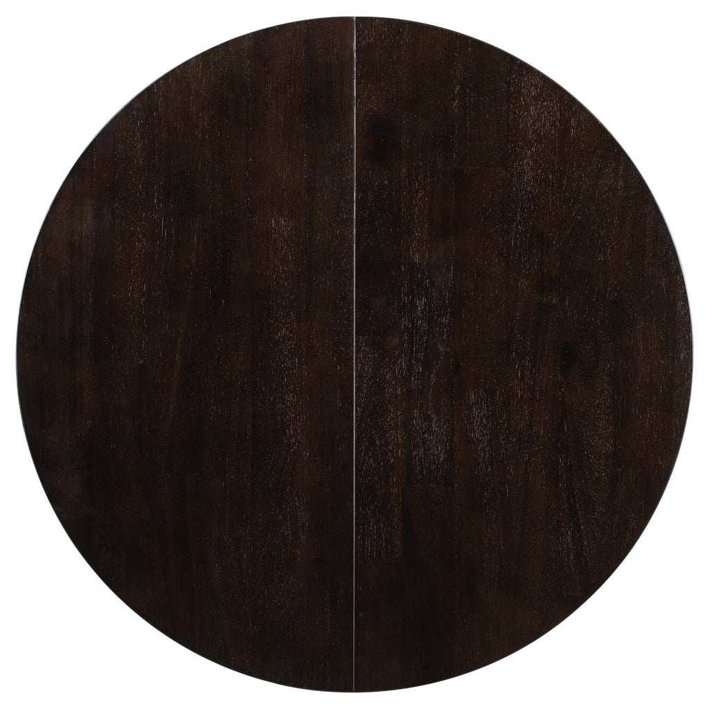 Gia Round Extendable Dining Table with 16' Leaf, Espresso Wood