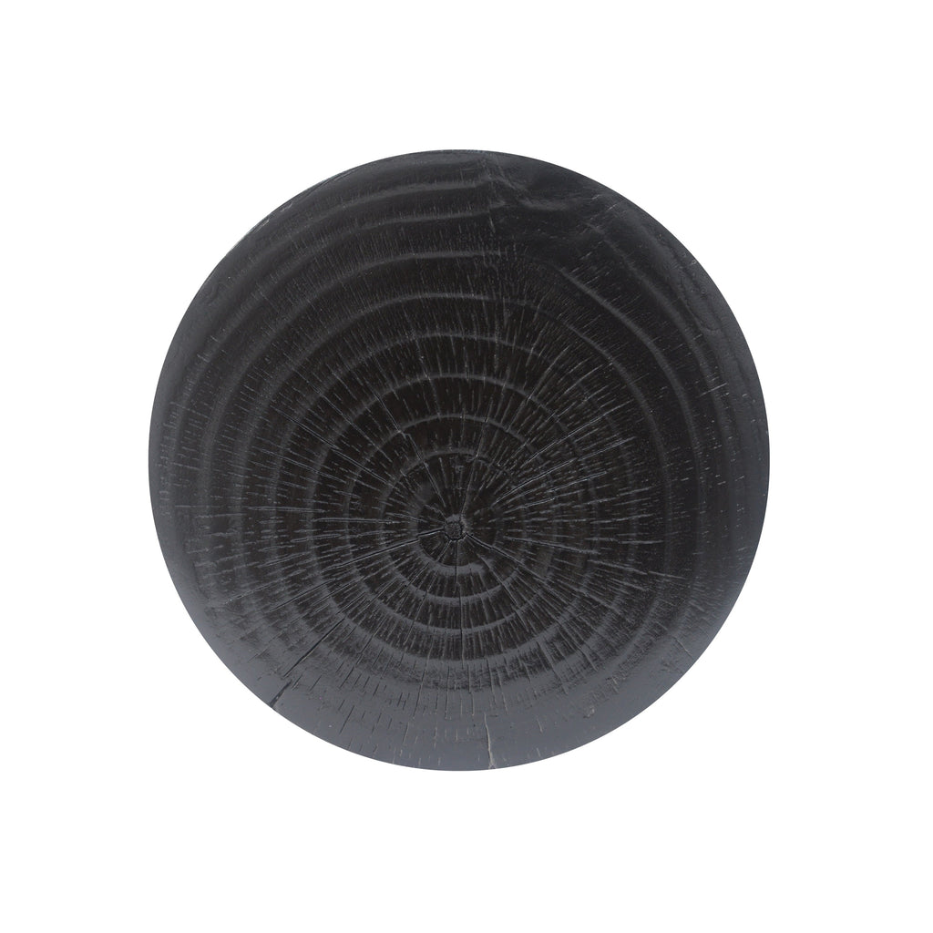MGO Hollow Side Table, Wood-like Texture, Black, Durable Weather Resistant