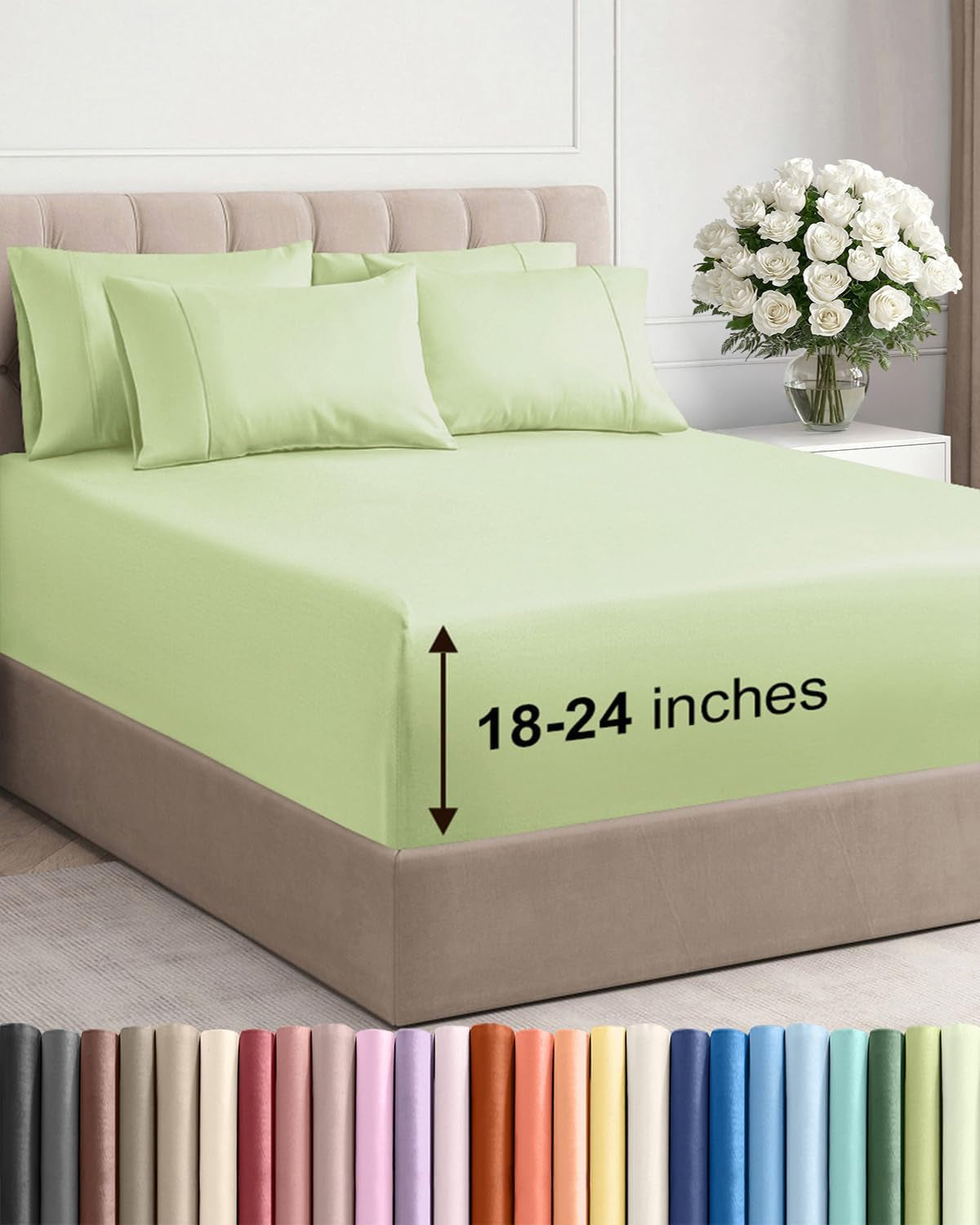 Extra Deep Pocket Sheet Set 4 Piece Breathable Soft Cooling Bedding Wrinkle Free