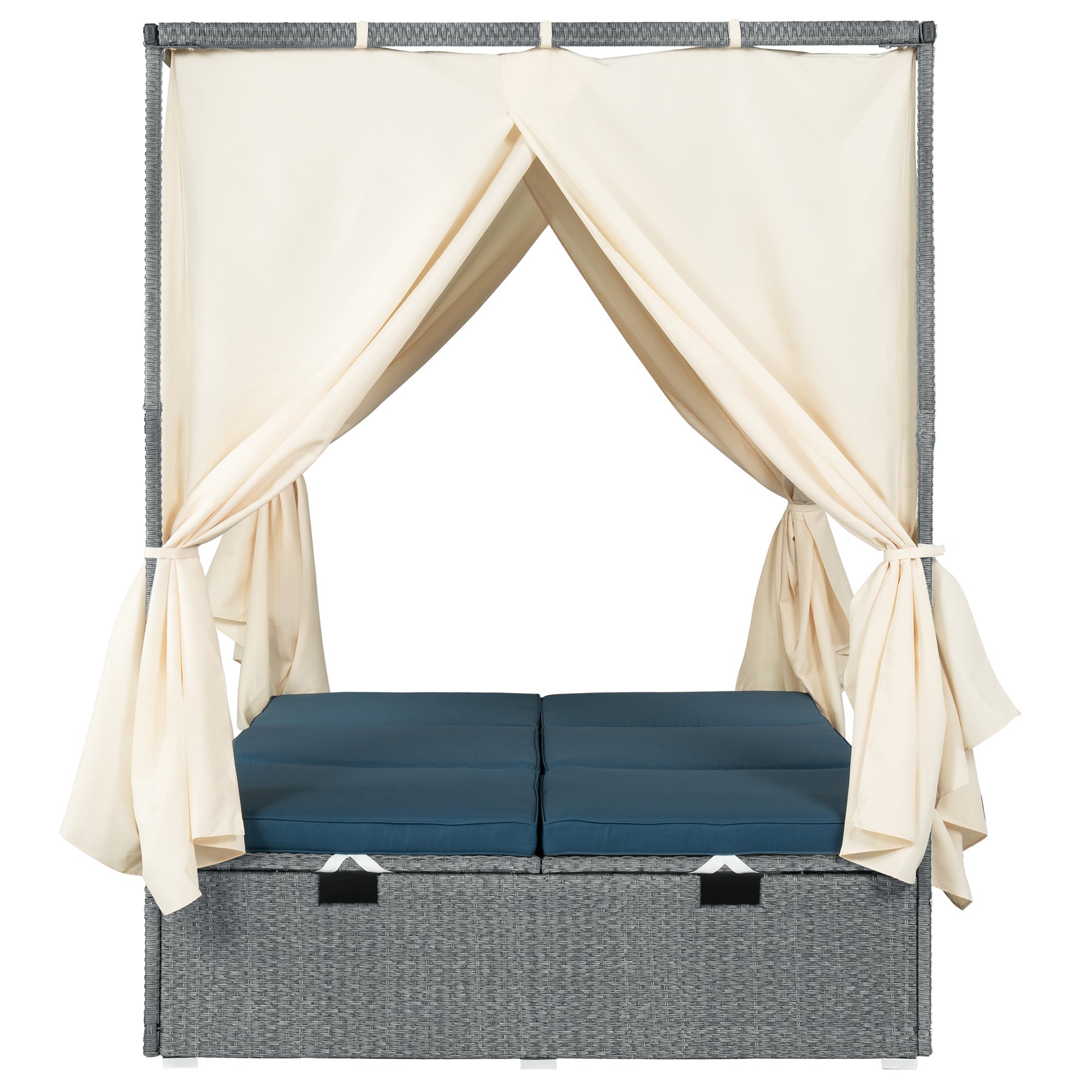Adjustable Outdoor Sun Lounger with Canopy & Removable Cushion