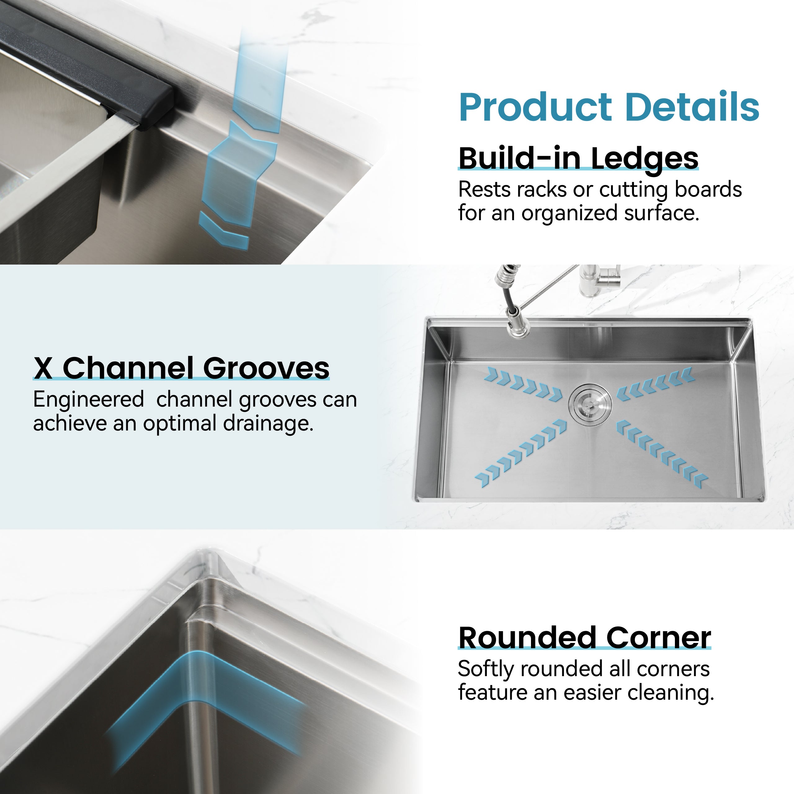 Stainless Steel Undermount Kitchen Sink 36x19 Single Bowl Brushed