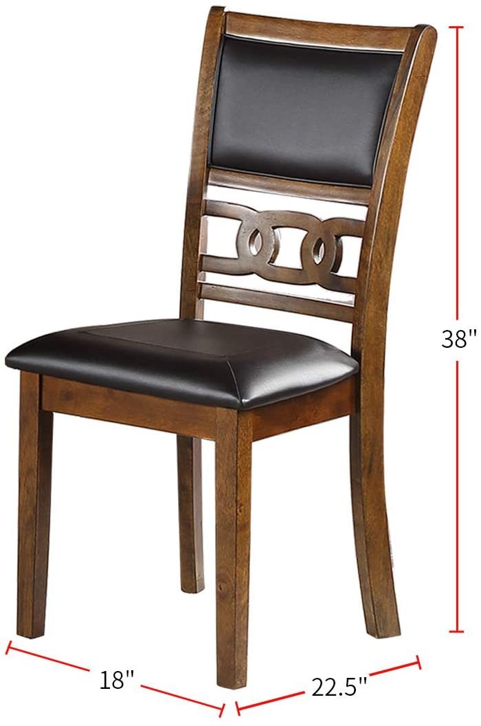 Contemporary 5pc Round Dining Set Walnut Rubberwood