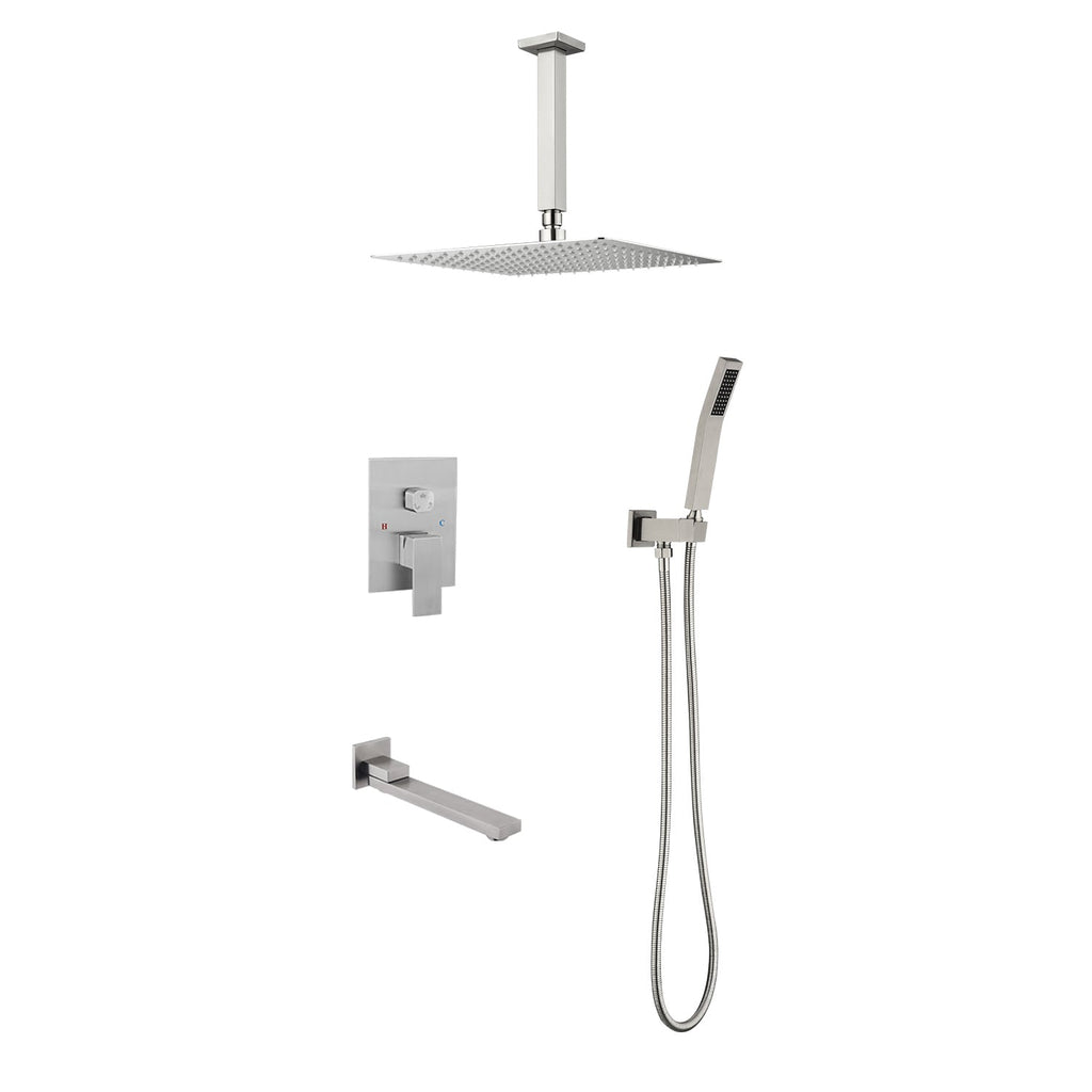 Shower System Combo 16" Head Hand Shower Tub Spout