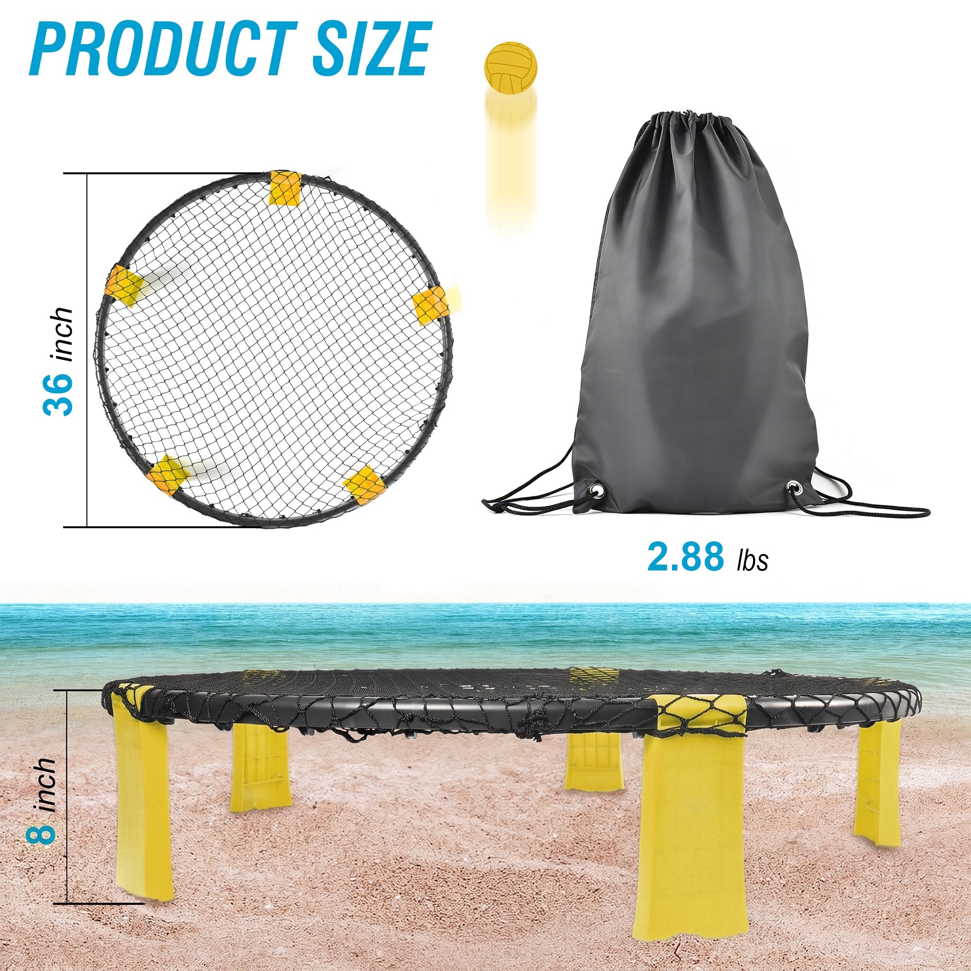 Outdoor Roundnet Game Set with 2 Balls & Carry Bag