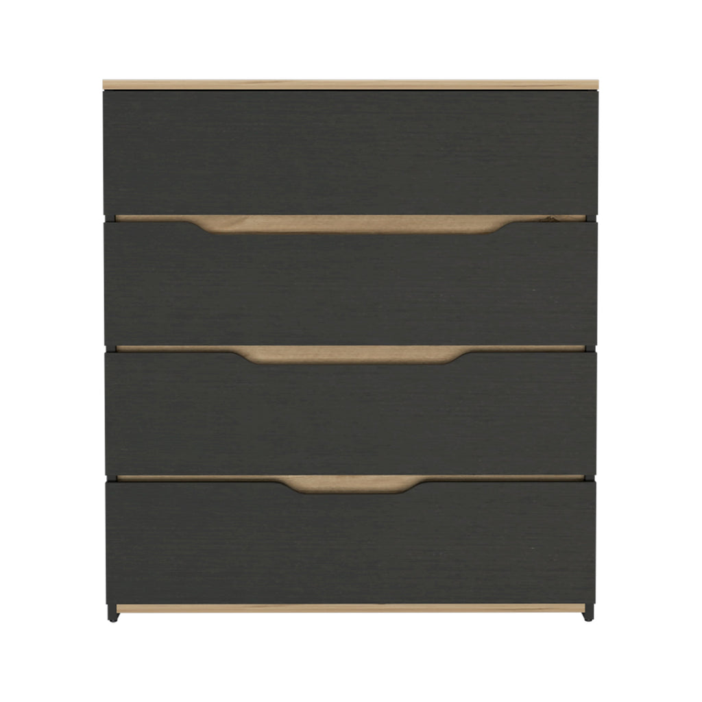 Zoe Four Drawer Dresser Black Light Oak