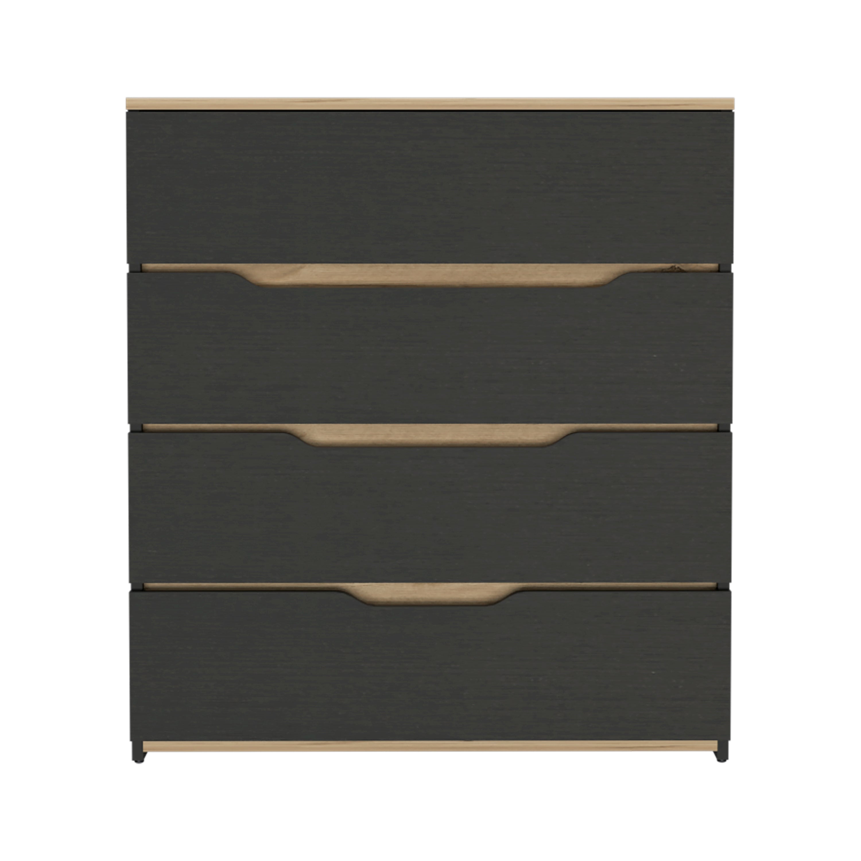 Zoe Four Drawer Dresser Black Light Oak