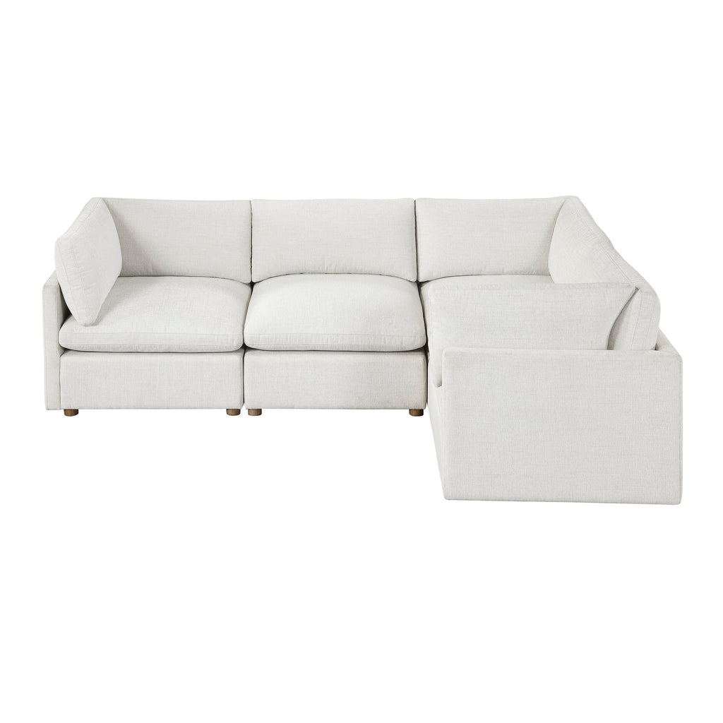 Modern 4-Piece Modular Sectional Beige Fabric Armless