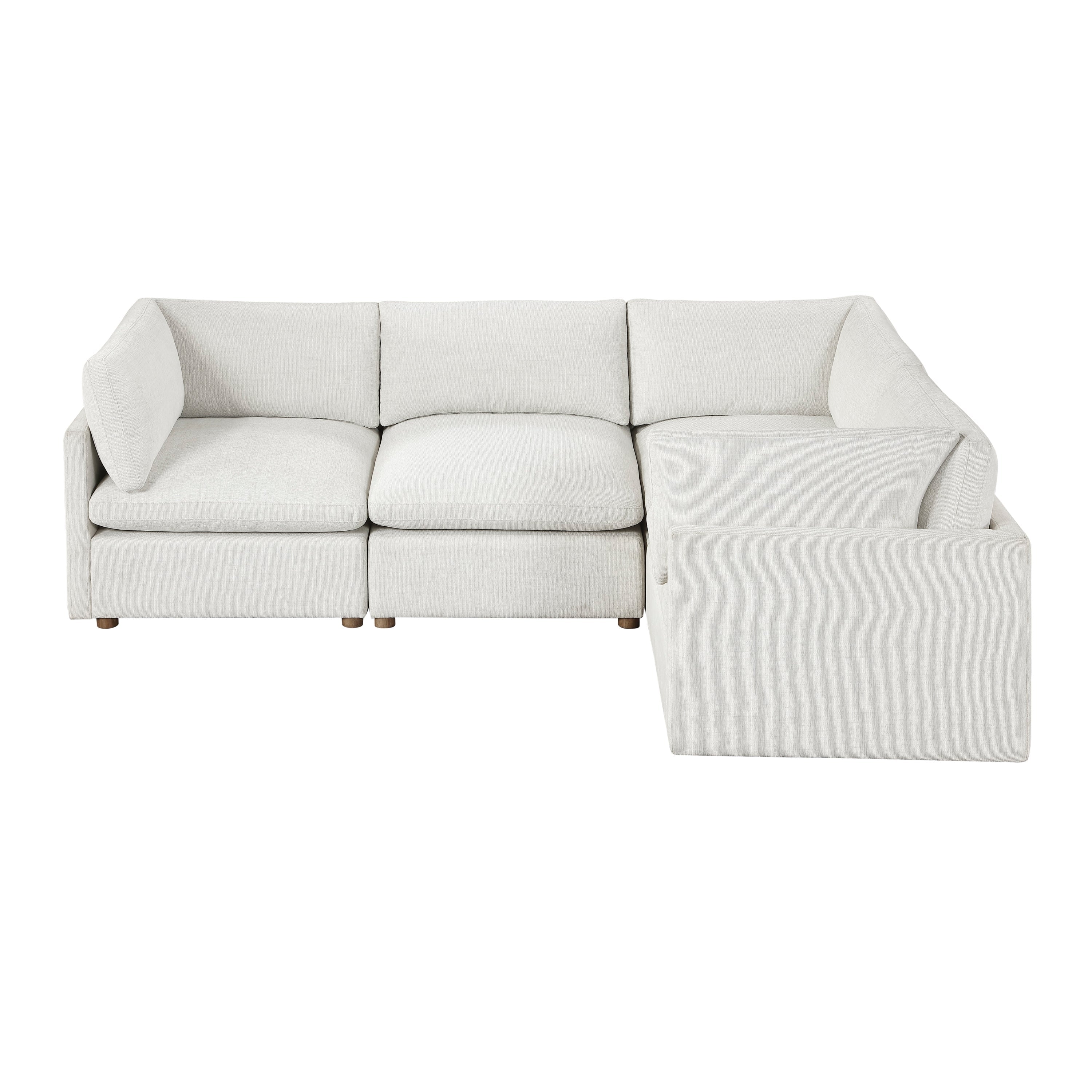 Modern 4-Piece Modular Sectional Beige Fabric Armless