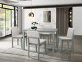Grey 5-Piece Dining Set with Table and Beige Fabric Chairs