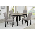 5 Piece Dining Set 48" Table Gray Fabric Chairs