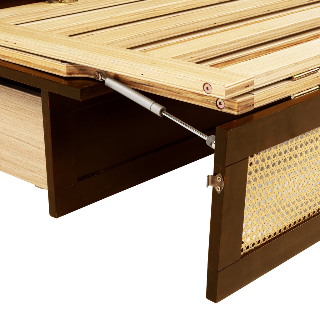 Queen Size Pine Wood Murphy Bed with Storage Drawer