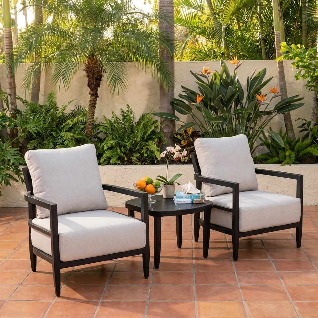 3PC Outdoor Aluminum Patio Set with Sunbrella Cushions