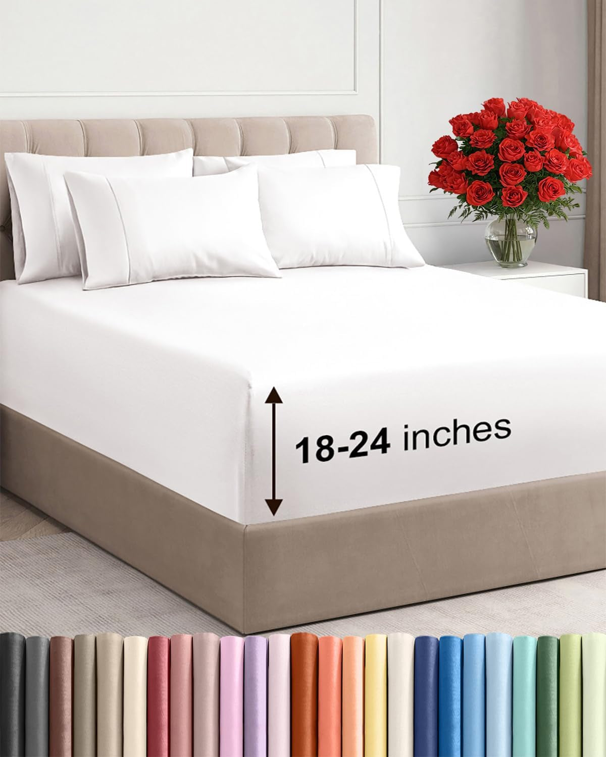 Extra Deep Pocket Sheet Set 4 Piece Breathable Soft Cooling Bedding Wrinkle Free