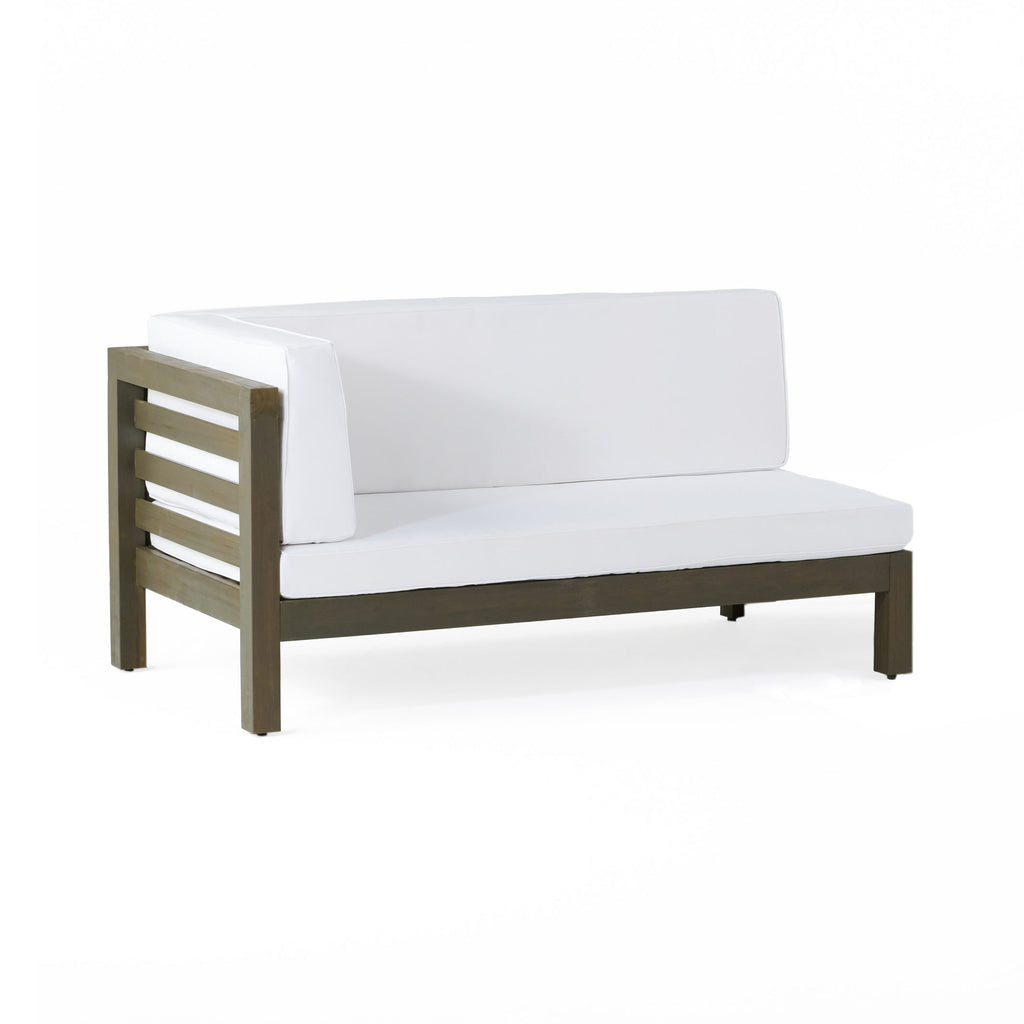 Outdoor Sectional Set Acacia Wood White V-Shape 4 Piece 600 LB