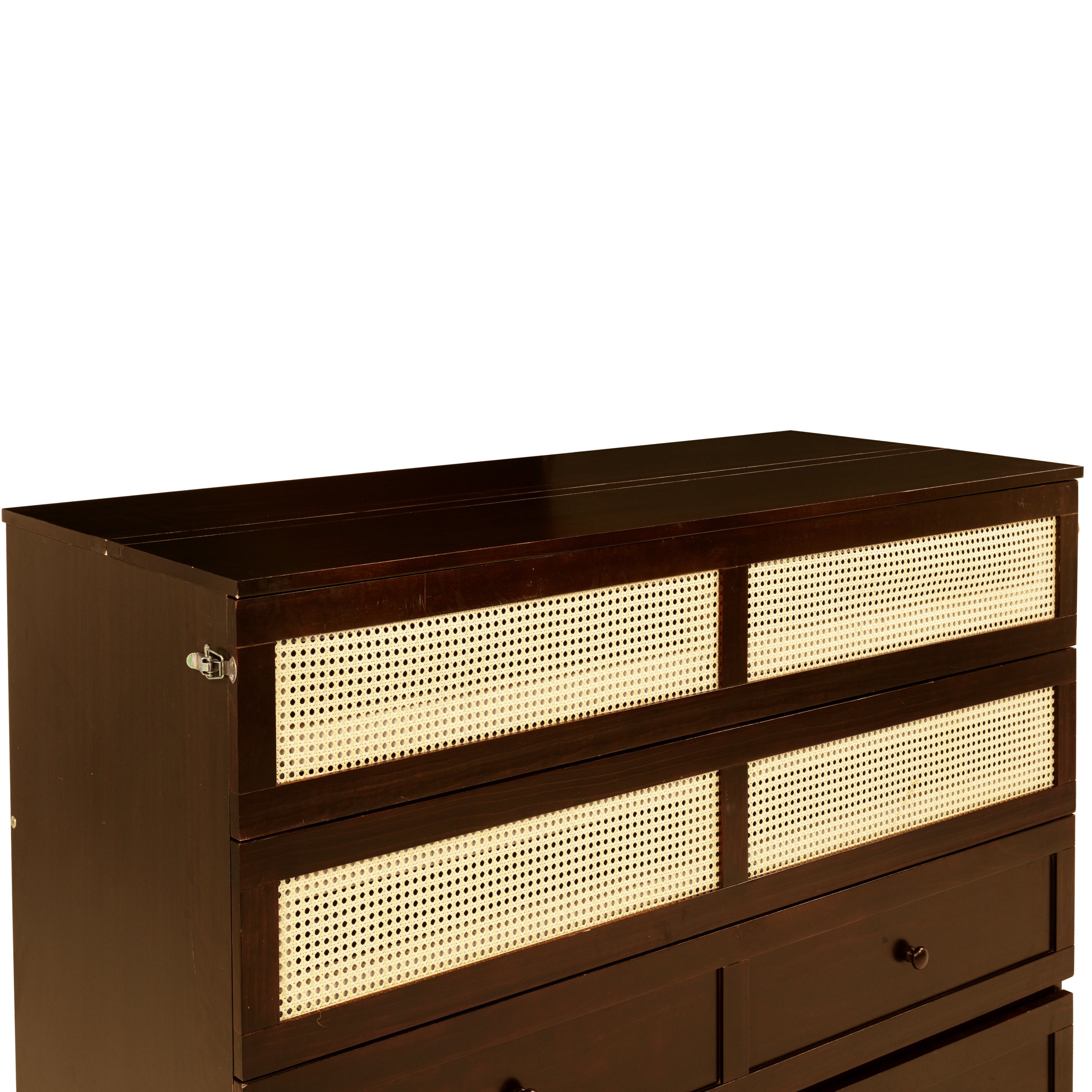 Queen Size Pine Wood Murphy Bed with Storage Drawer