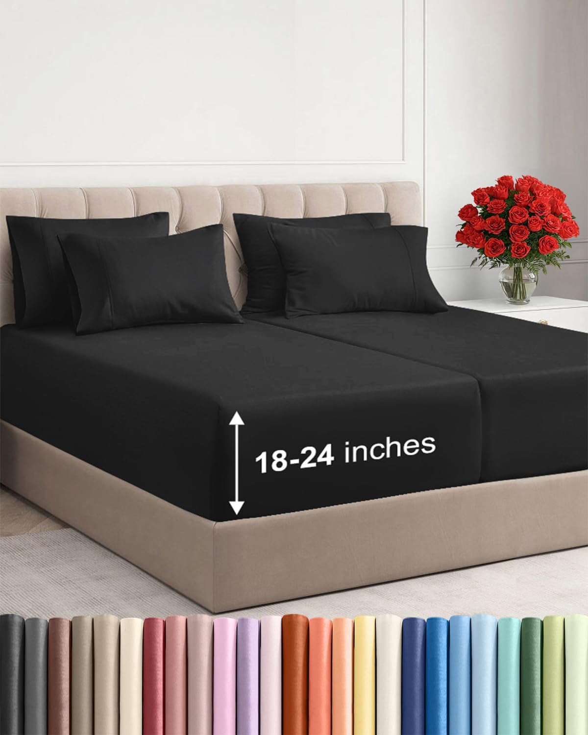 Extra Deep Pocket Sheet Set 4 Piece Breathable Soft Cooling Bedding Wrinkle Free