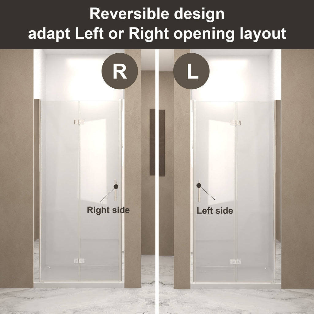 29-28" x 72" Bifold Shower Door Tempered Glass Chrome Frame