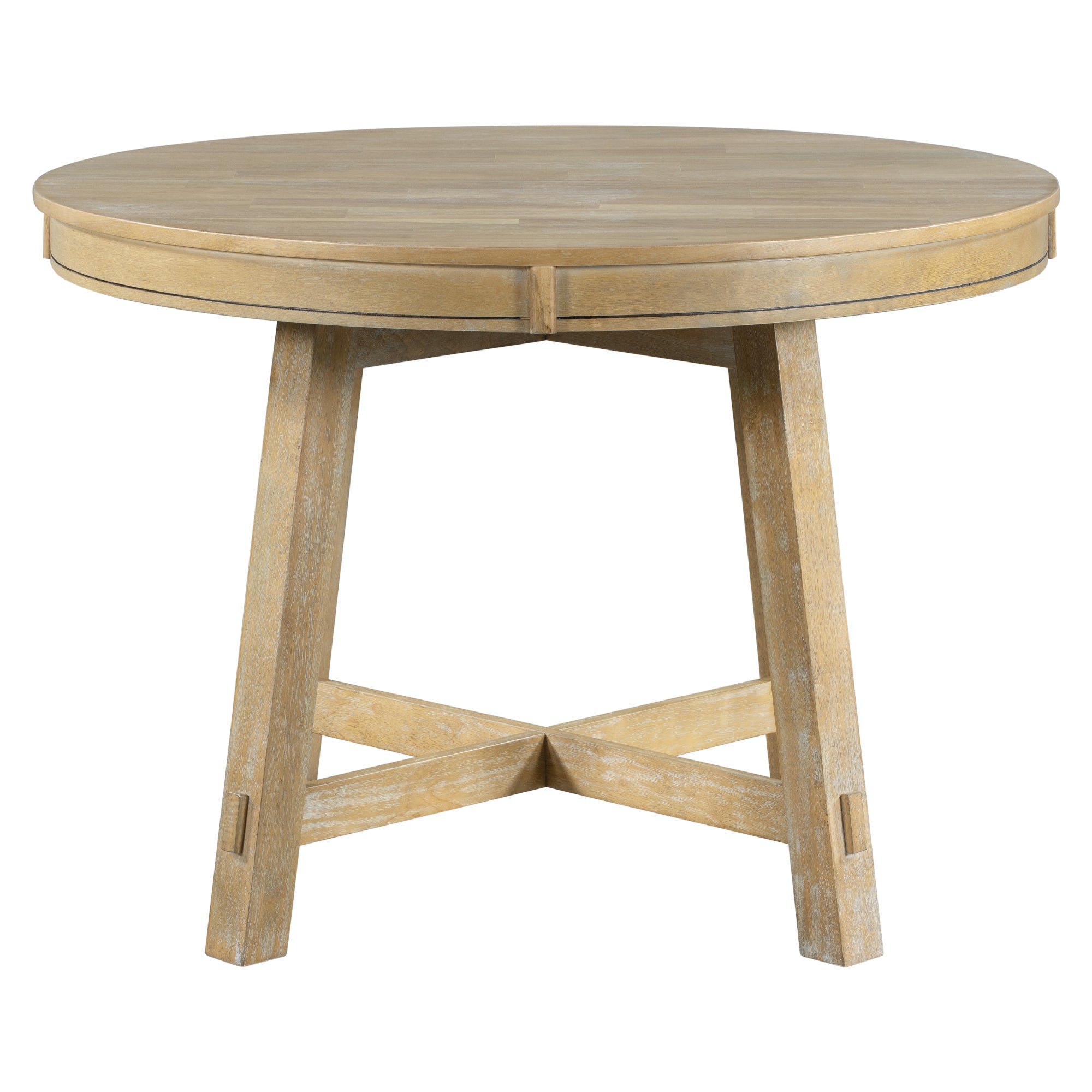 Gia Round Extendable Dining Table with Leaf, Natural Wood