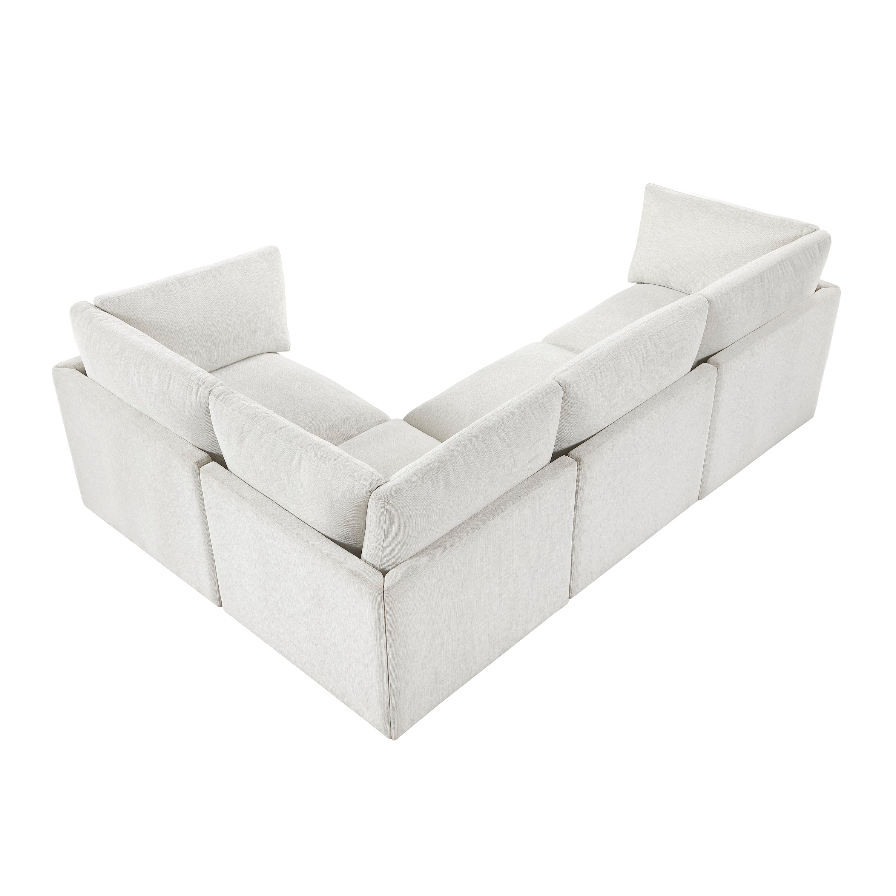 Modern 4-Piece Modular Sectional Beige Fabric Armless