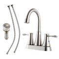 Brushed Nickel 4 Inch Centerset Bathroom Faucet with Drain