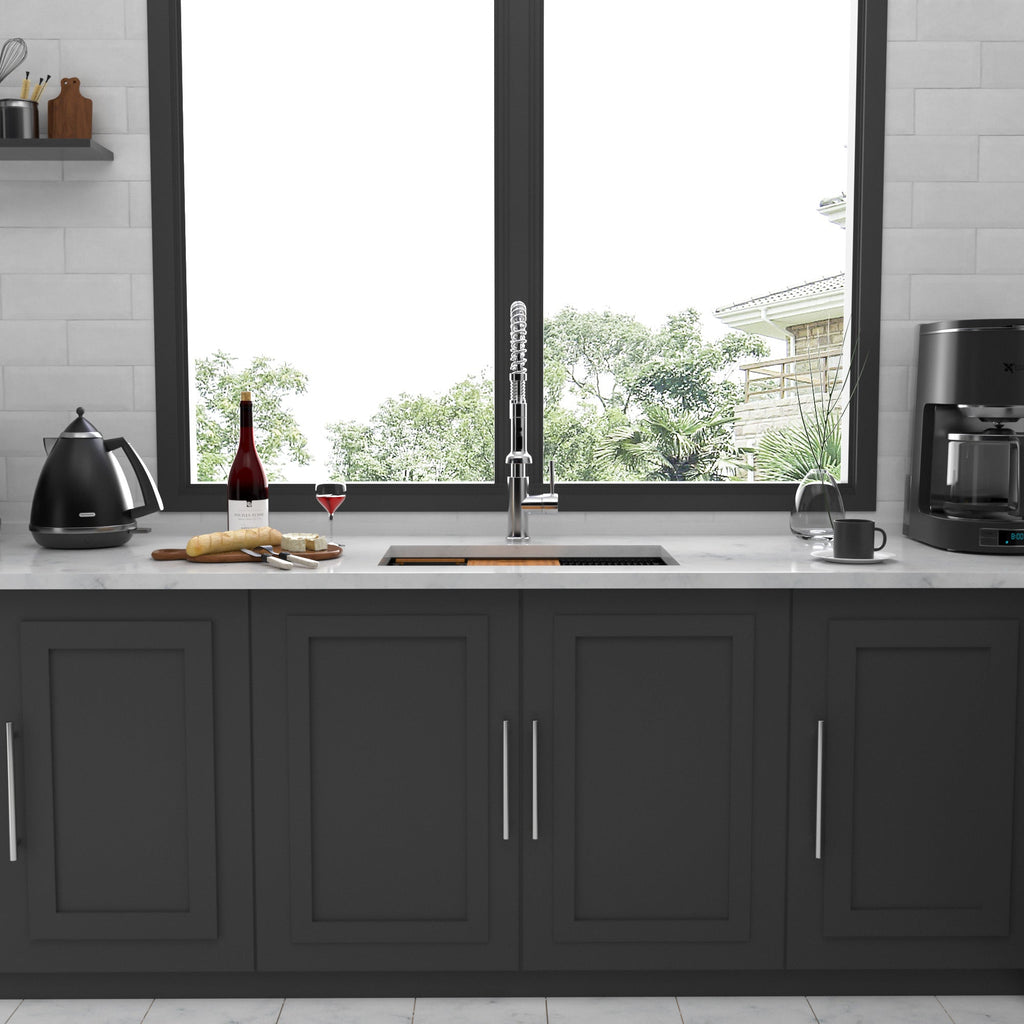 33x19x10 Gunmetal Black Stainless Steel Single Bowl Undermount Sink