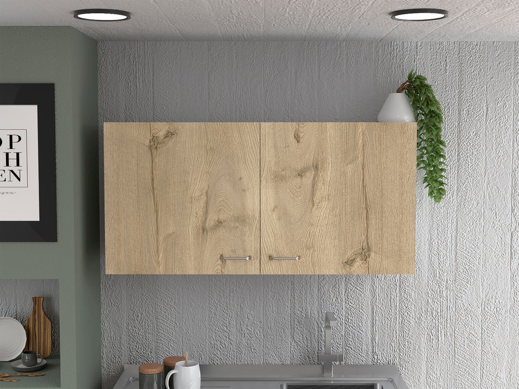Napoles White Light Oak Wall Cabinet Two Shelves Double Door