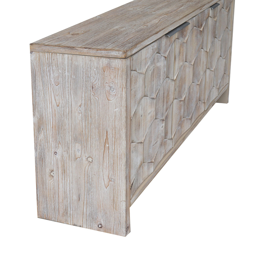 Farmhouse 3 Door Wooden Sideboard Cabinet Storage Natural Wood