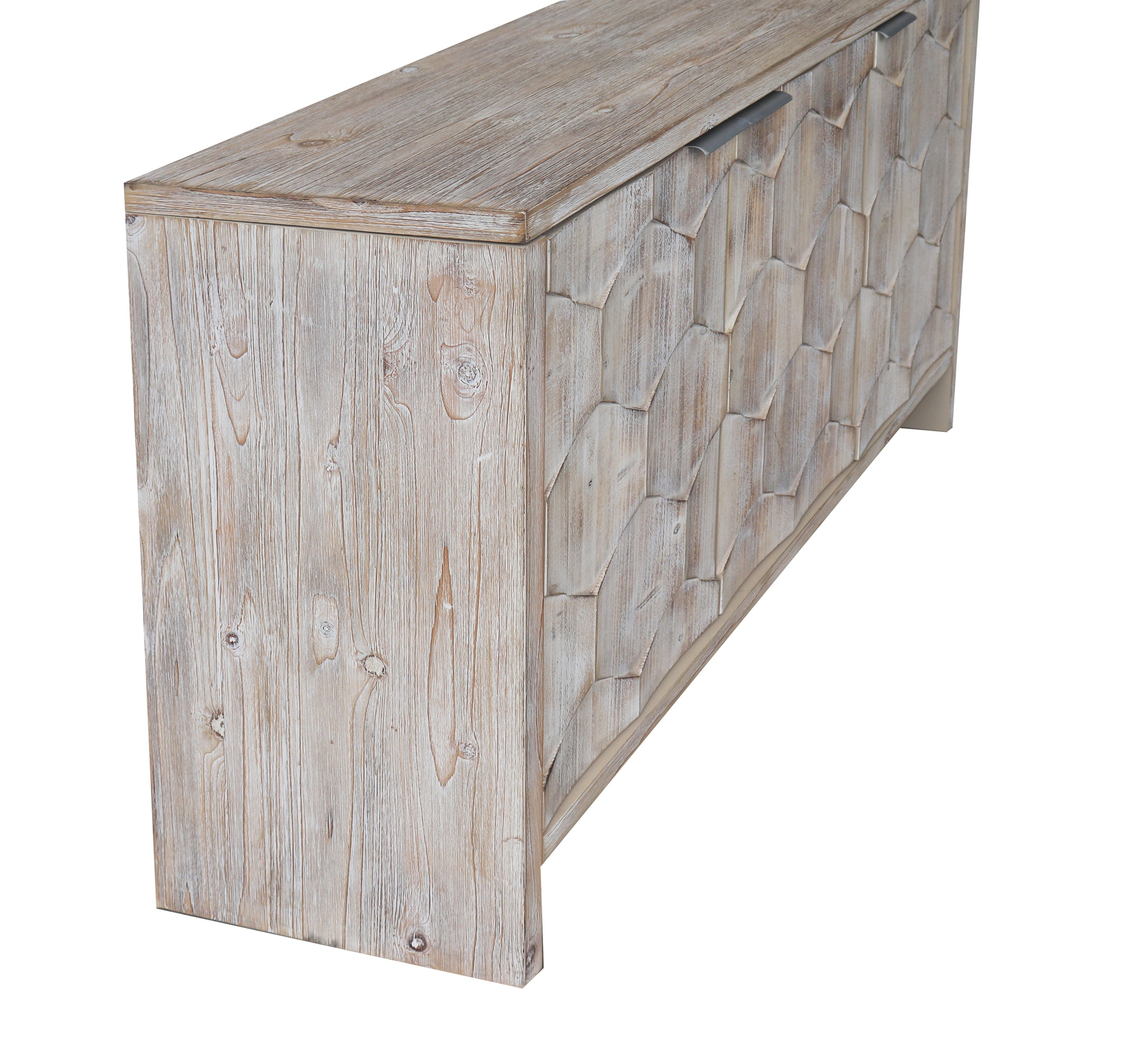 Farmhouse 3 Door Wooden Sideboard Cabinet Storage Natural Wood