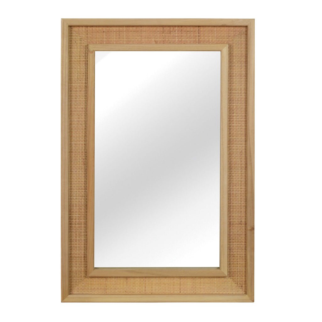 24x36 Rattan Rectangle Wood Frame Mirror