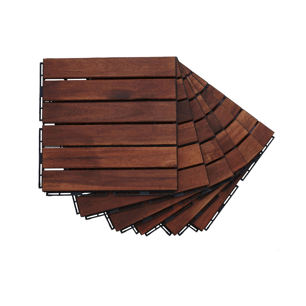Acacia Hardwood Interlocking Deck Tiles 12" x 12" Patio