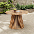47.25" Round Acacia Wood Patio Dining Table Light Teak