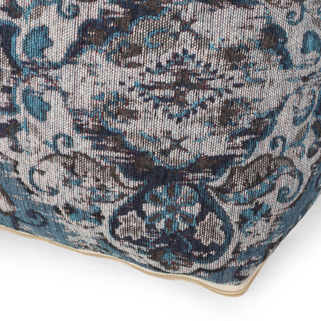 Blue Square Pouf Ottoman Floor Cushion 16x16x16