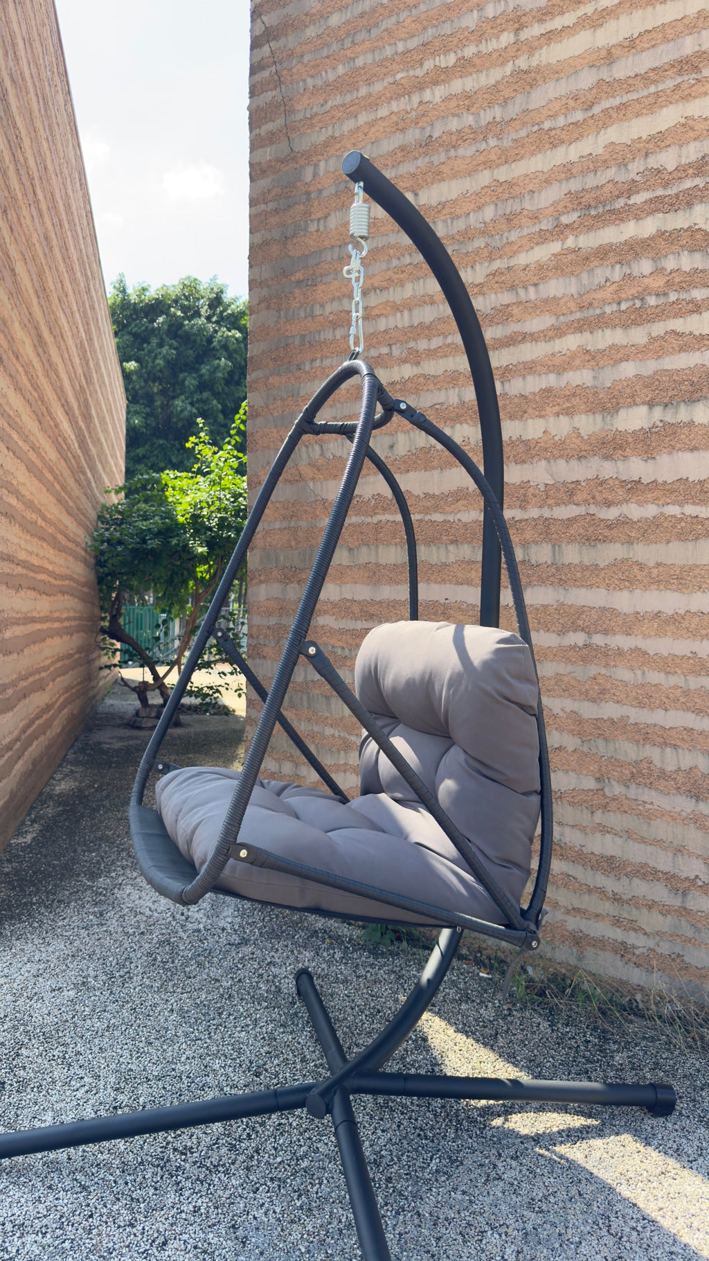 Wicker Rattan Swing Egg Chair with Stand Indoor Outdoor