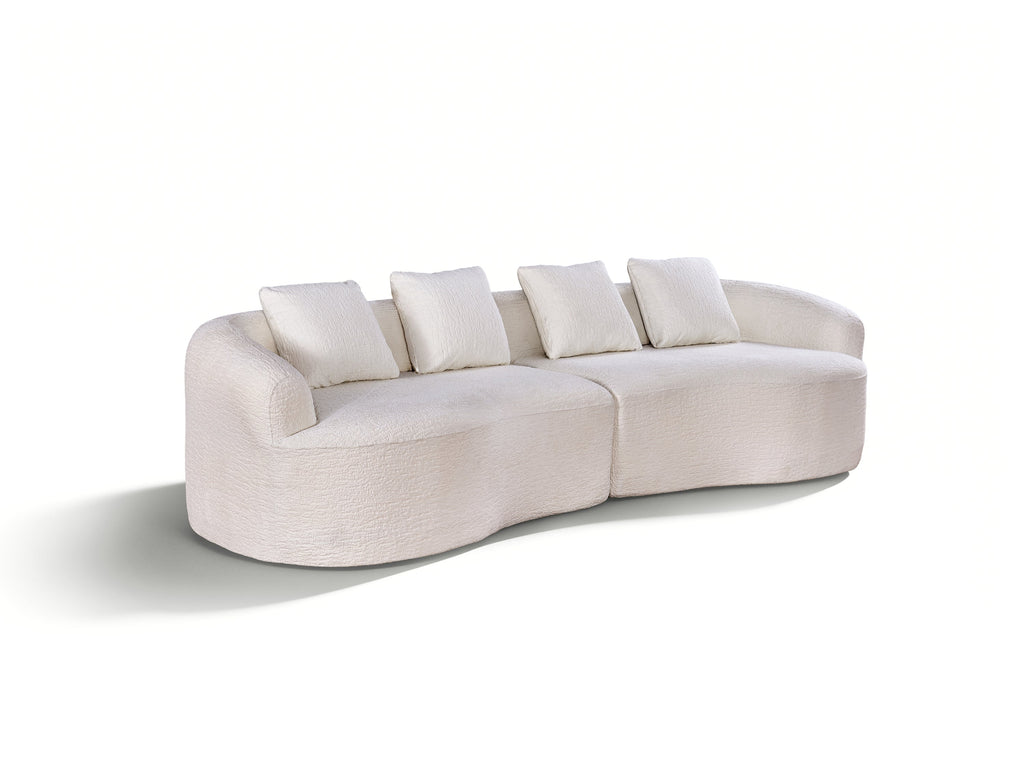 110" Curved Modular Sofa Bed, Green Chenille, 4-Seater