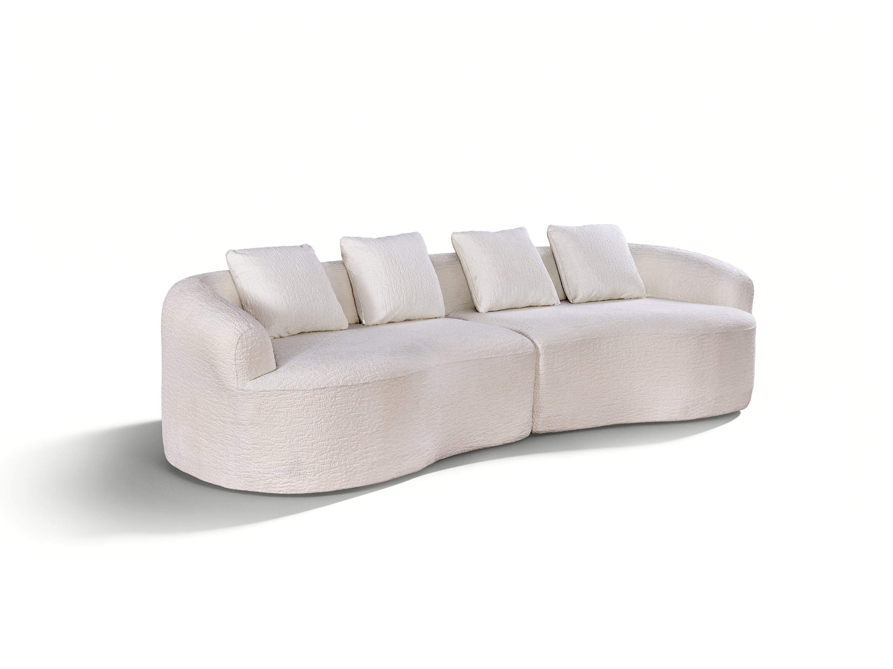 110" Curved Modular Sofa Bed, Green Chenille, 4-Seater