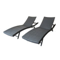 Set of 2 Grey Wicker Chaise Lounge Reclining Seats