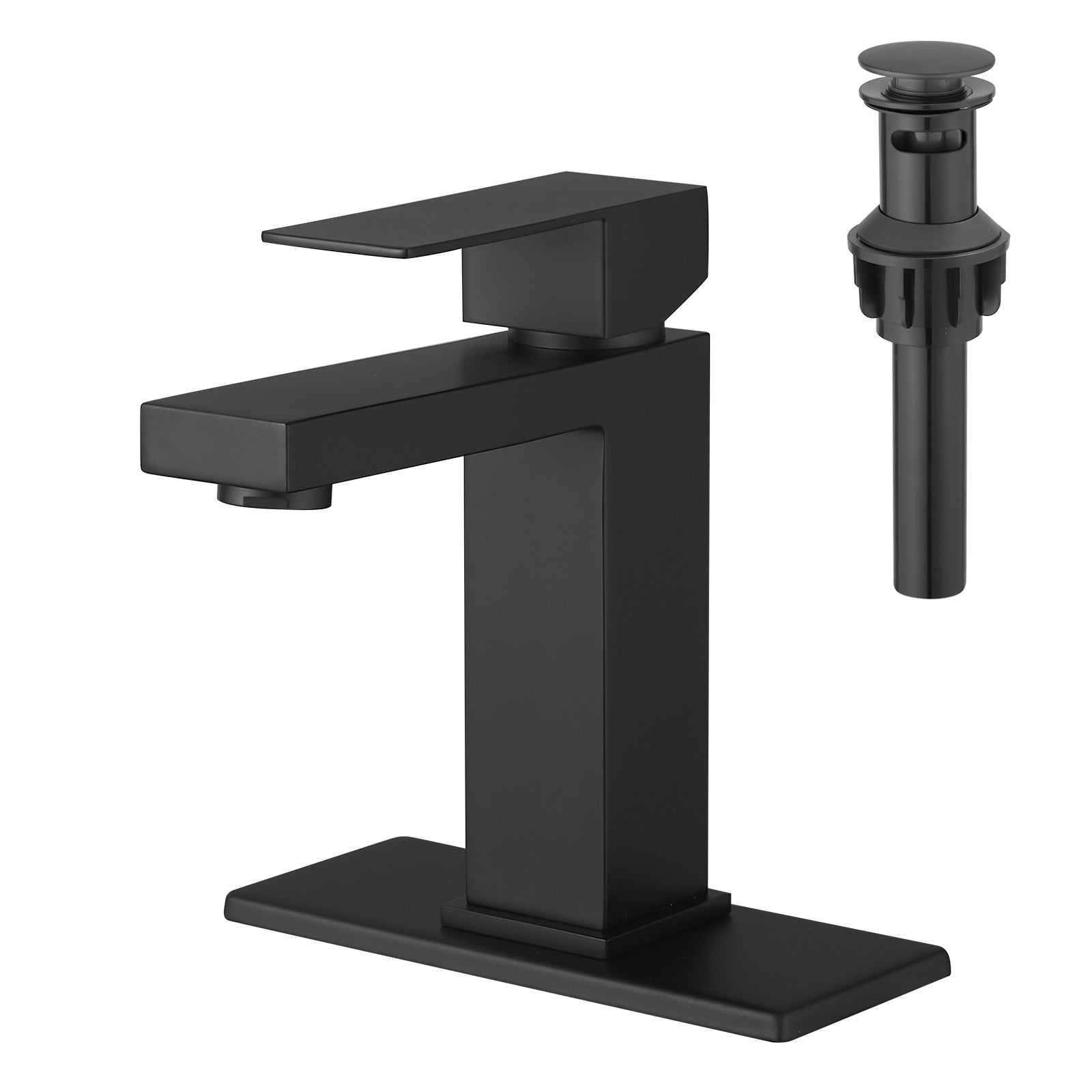 Black Waterfall Bathroom Sink Faucet 1 Hole with Pop Up Drain