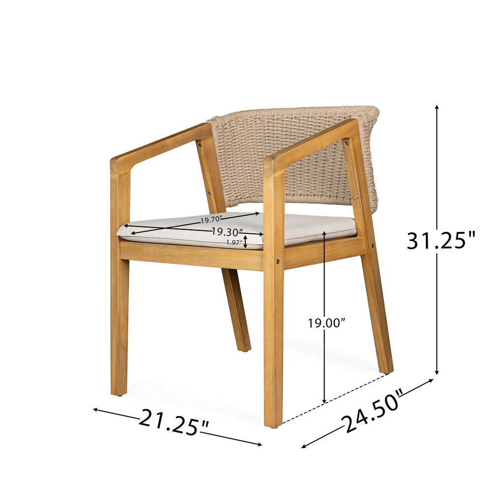 7-Piece Outdoor Dining Set Acacia Wood Table Rope Chairs