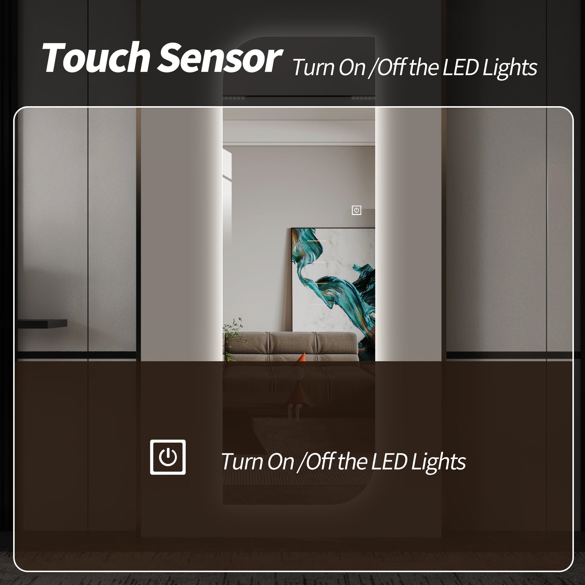 LED Full Length Wall Mirror 65" x 21" Dimmable Silver