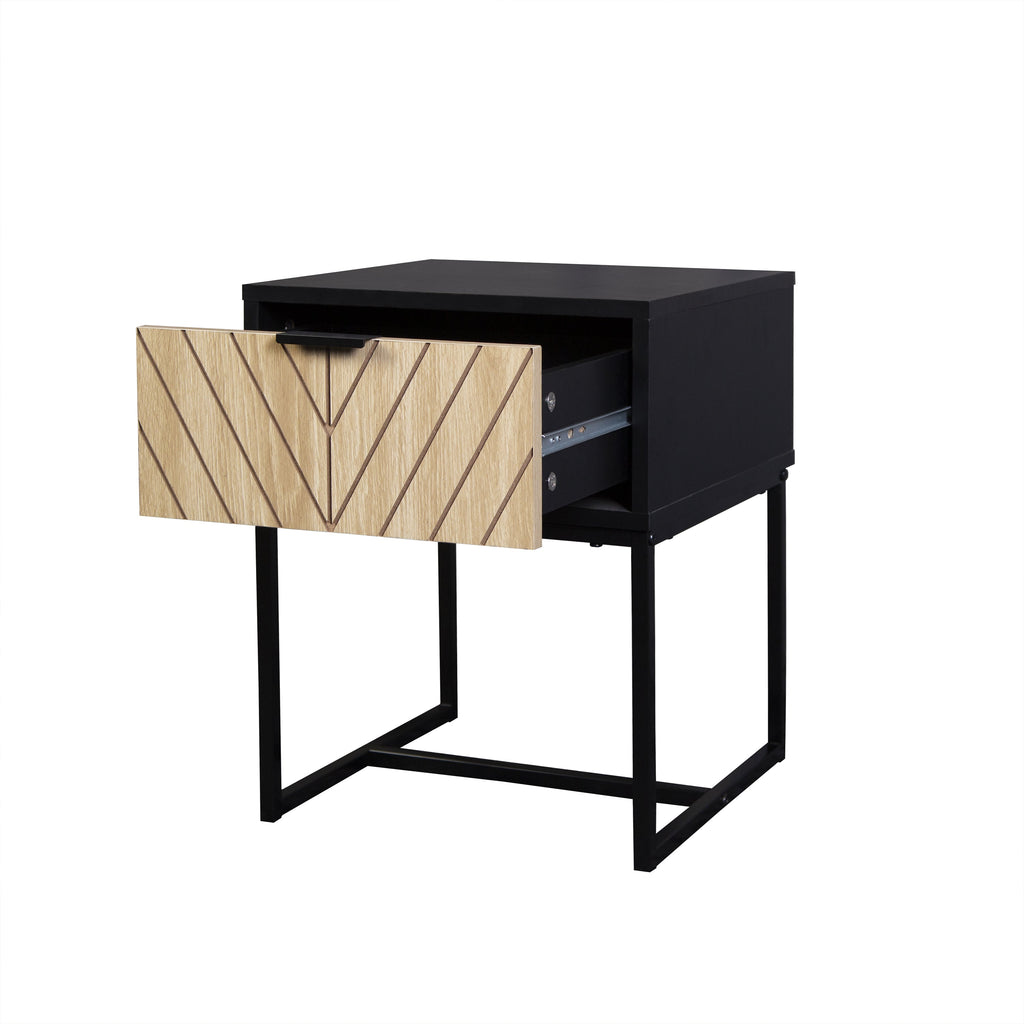 Black Wooden Console Table with Storage Drawer