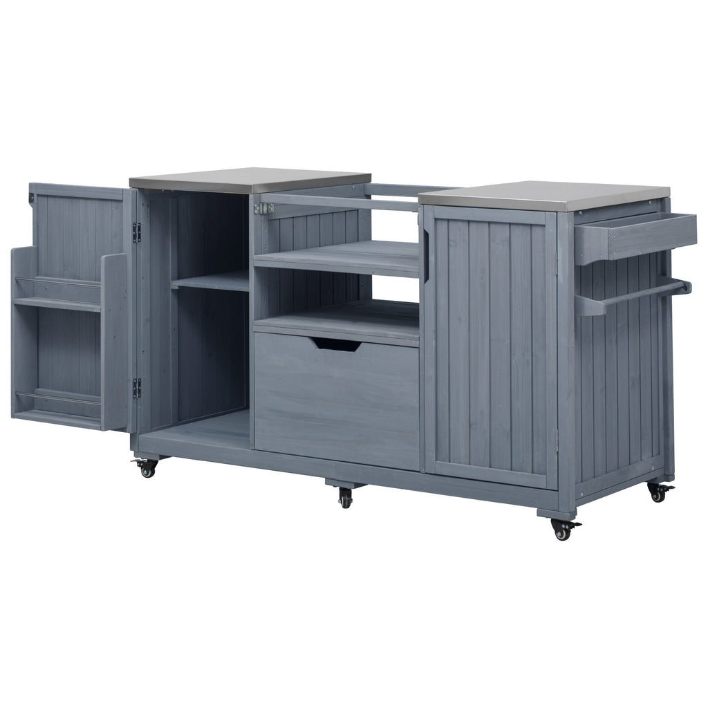 Outdoor Grill Island Cart 66.5" Stainless Steel Tabletop