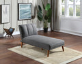 Blue Grey Polyfiber Chaise Lounge Couch Wood Legs