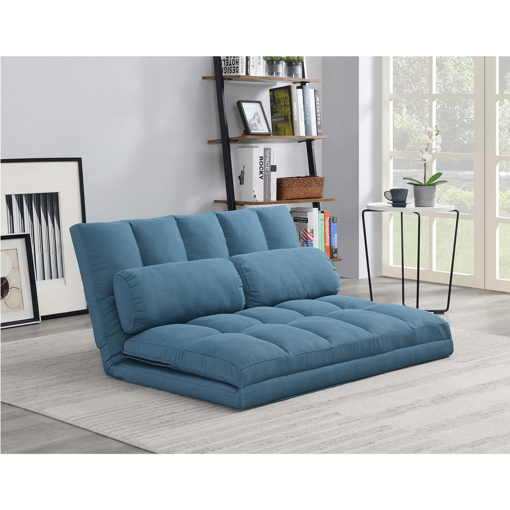 3-Fold Blue Sofa Bed with High-Density Foam & 2 Pillows