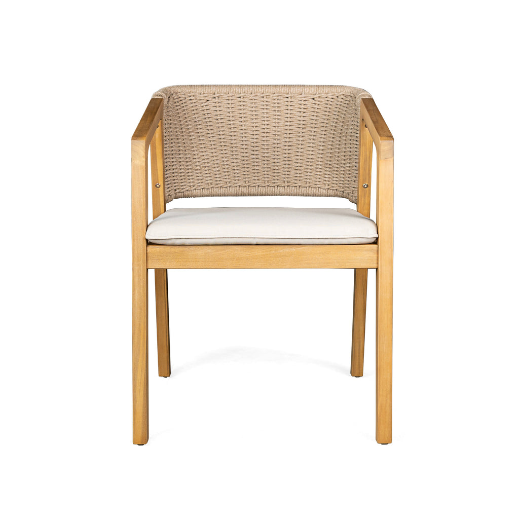 7-Piece Outdoor Dining Set Acacia Wood Table Rope Chairs