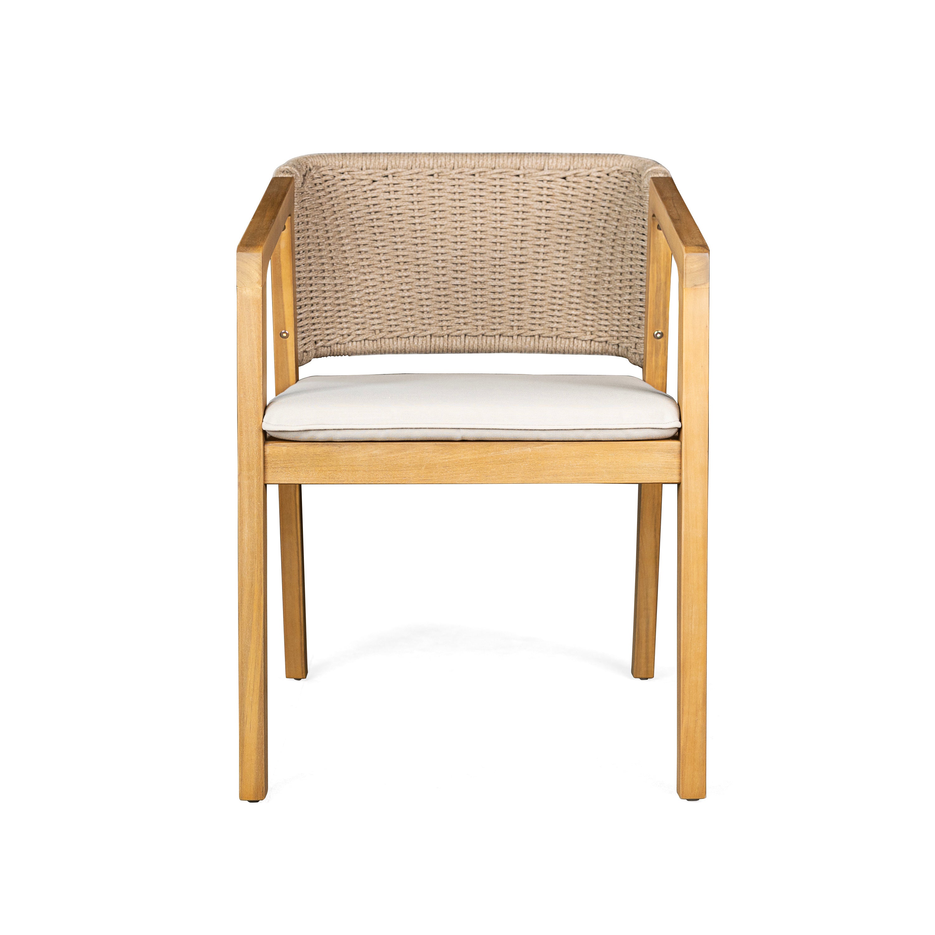 7-Piece Outdoor Dining Set Acacia Wood Table Rope Chairs