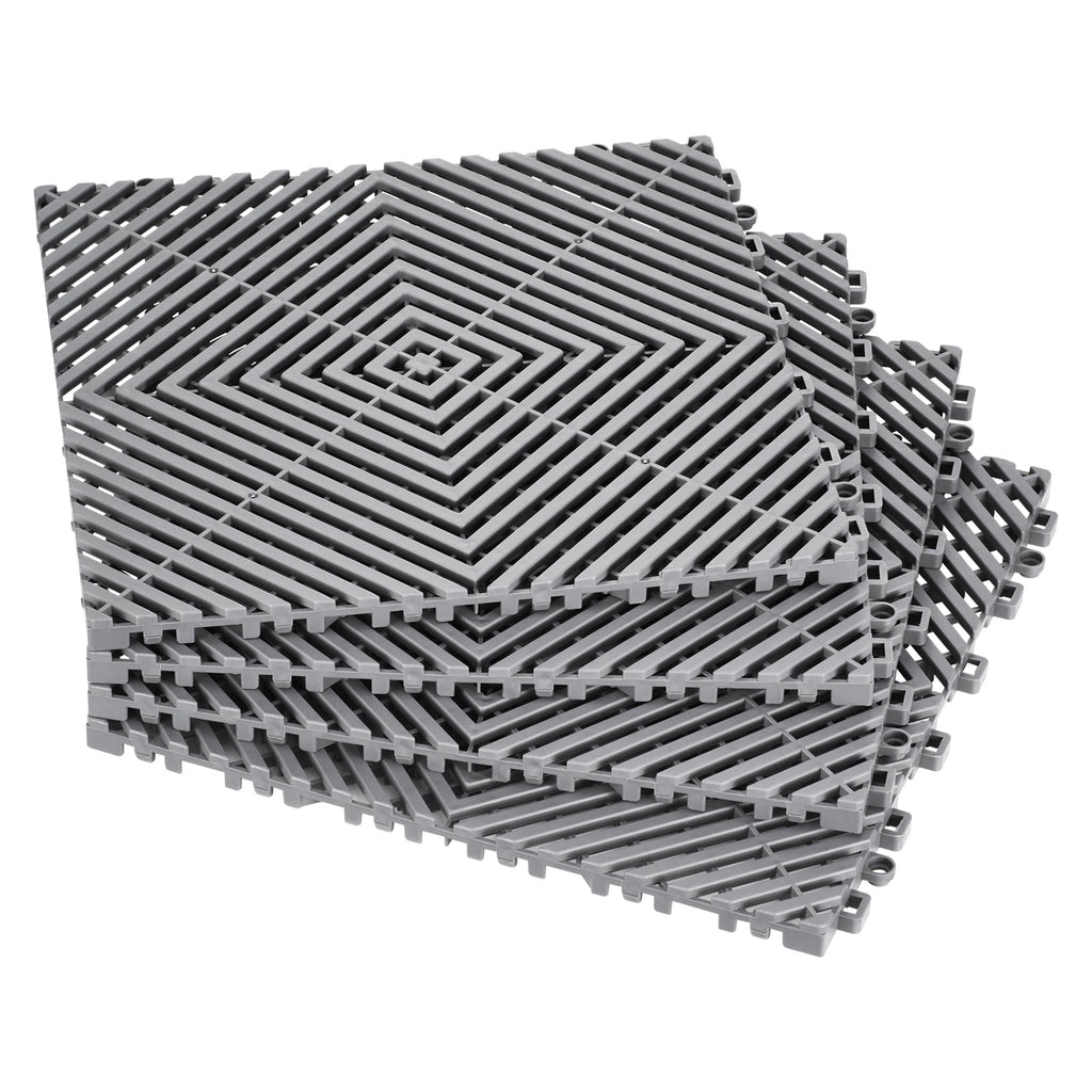 12" x 12" Interlocking Drainage Floor Tile Mat, 24 Pack Gray