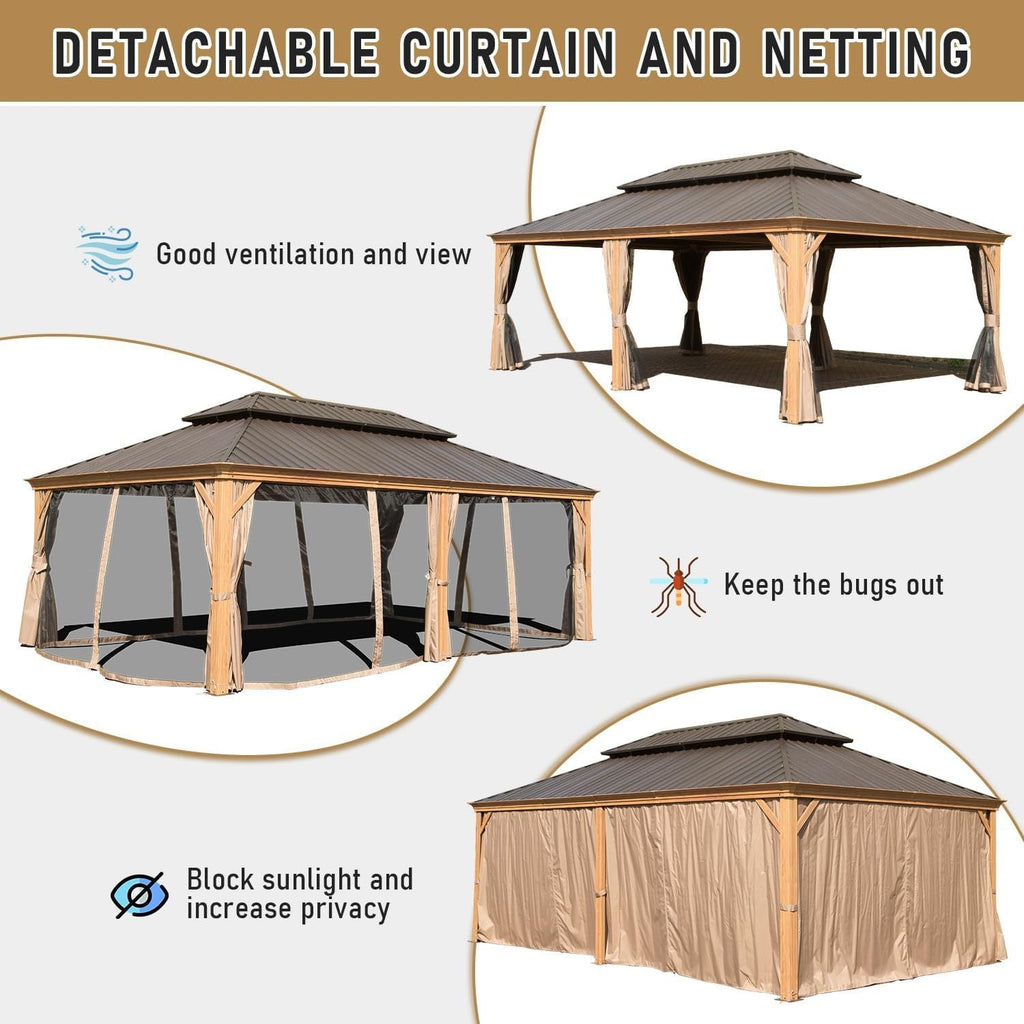 14x22 Ft Hardtop Gazebo Aluminum Frame Gutter System