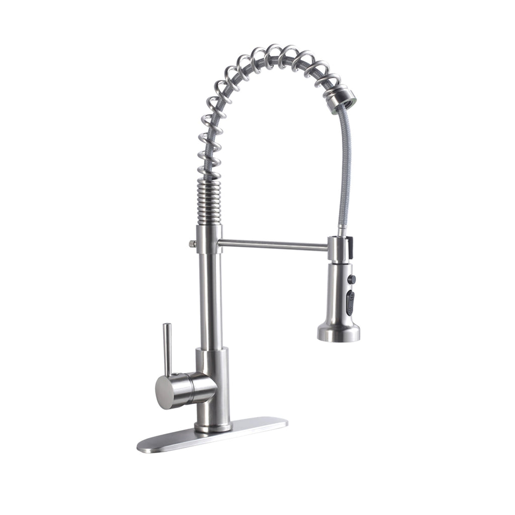 21-Inch Commercial Kitchen Faucet Pull-Down Sprayhead Brushed Nickel