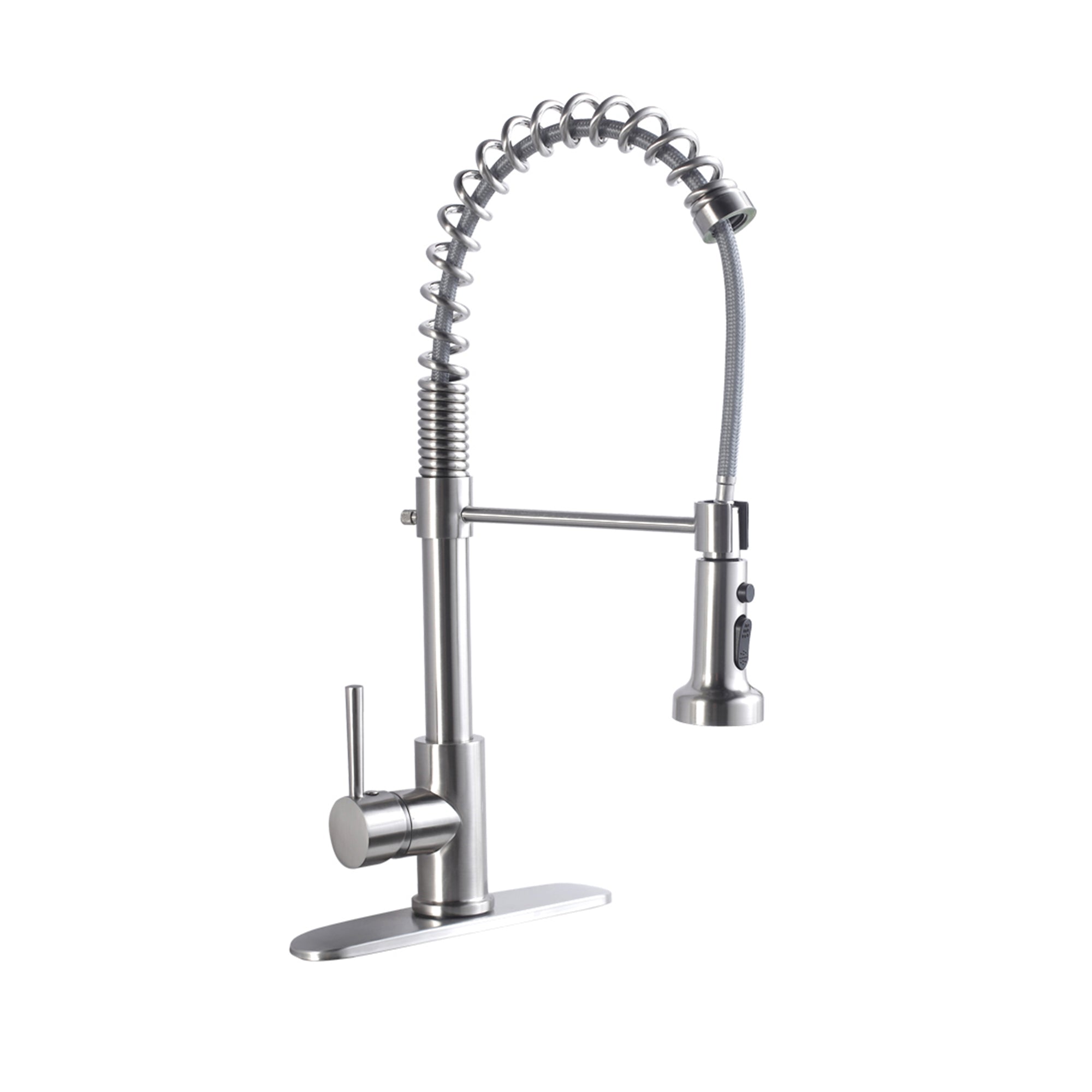 21-Inch Commercial Kitchen Faucet Pull-Down Sprayhead Brushed Nickel