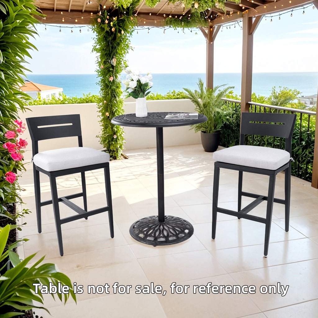 Outdoor Bar Stools Set of 2 Aluminum Patio Chairs Backrest